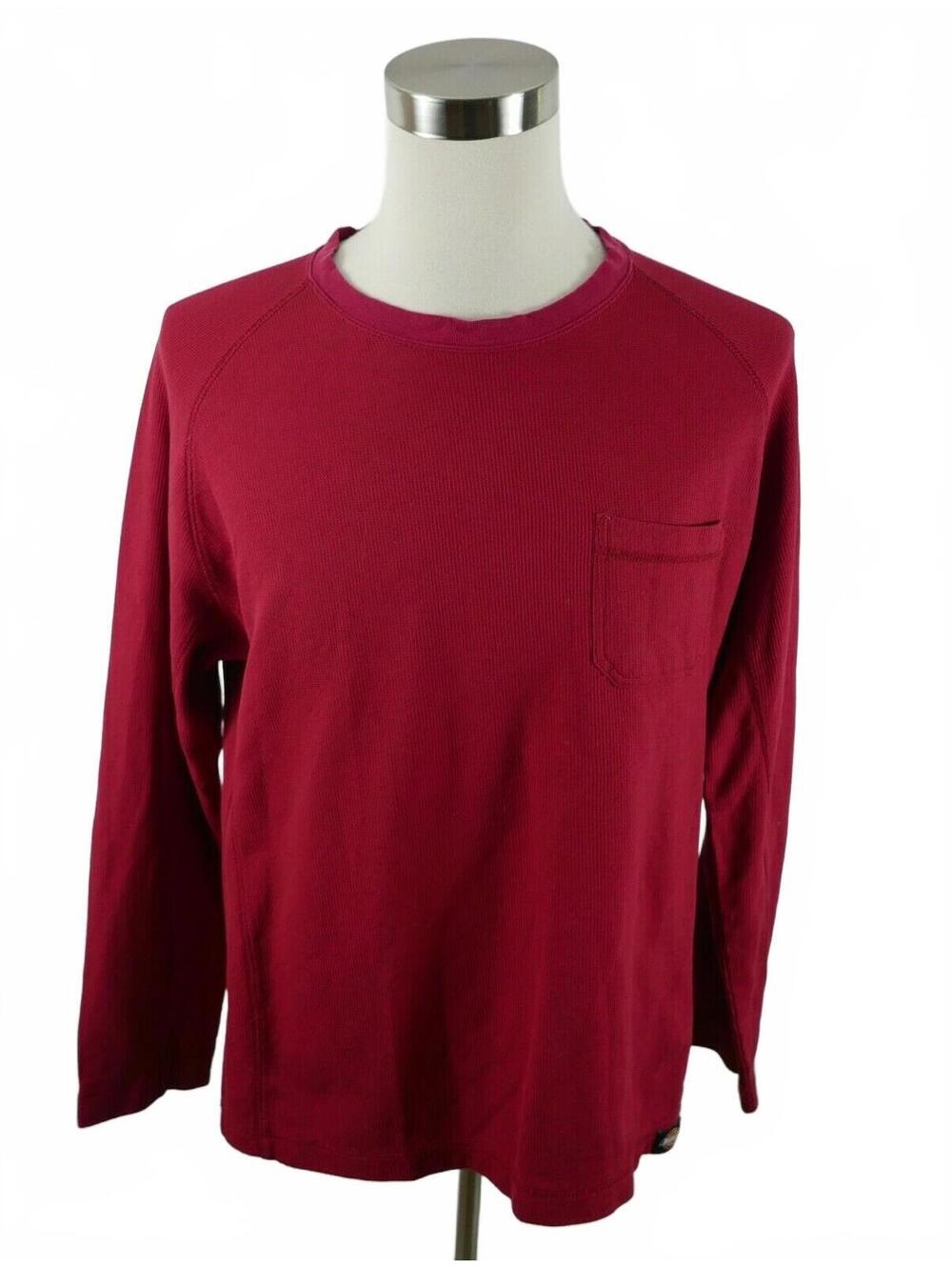 Dickies Mens Crew Neck Solid Red Thermal Work Sweater Size XL